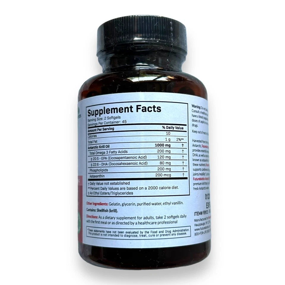 Aceite de Krill Antártico Futurebiotics 1000 mg con Omega-3 EPA DHA Astaxantina y... Foto 2 de 3