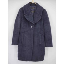 Jaeger London Luxurious Wool Alpaca Dark Blue Coat Pockets Size 8