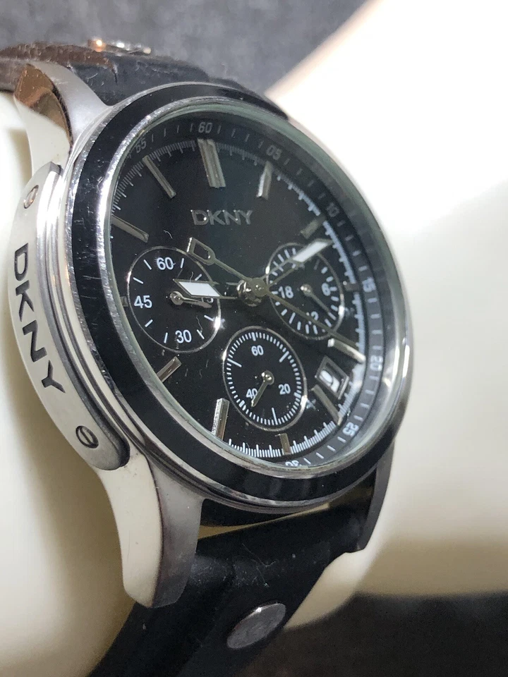 Reloj cronógrafo para mujer DKNY esfera negra WR50M acero inoxidable NY8171 39 mm Foto 3 de 4