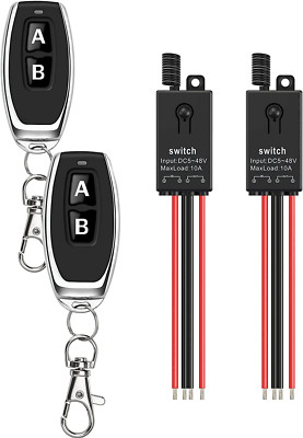 Wireless Remote Switch,2 Way Mini Remote Switch DC 5V/12V/24V/48/10A Relay Wirel
