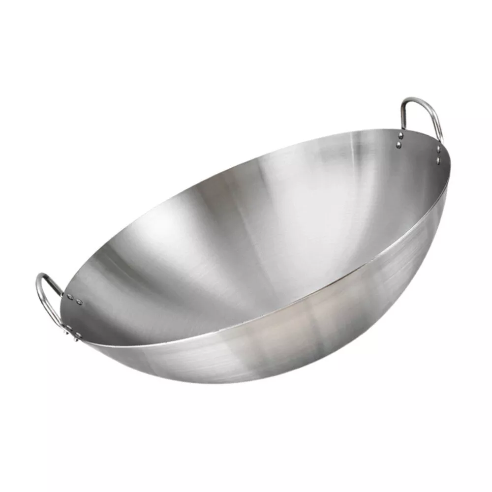 1PC stainless steel wok 10 inch Stainless Steel Wok Round Bottom Wok Large  Fry