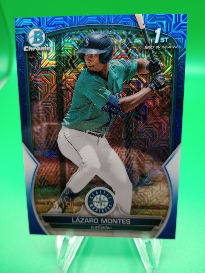 Lazaro Montes 2023 Bowman Chrome 1st Bowman RC #BCP-58 Blue Mojo Refractor #/150