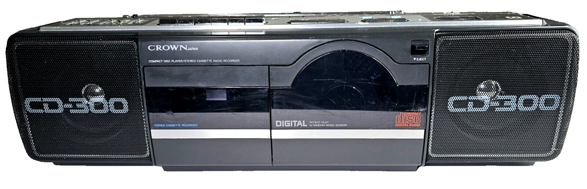 Retro Crown CD-300 Boombox Stereo CD Cassette Recorder FM/AM Radio