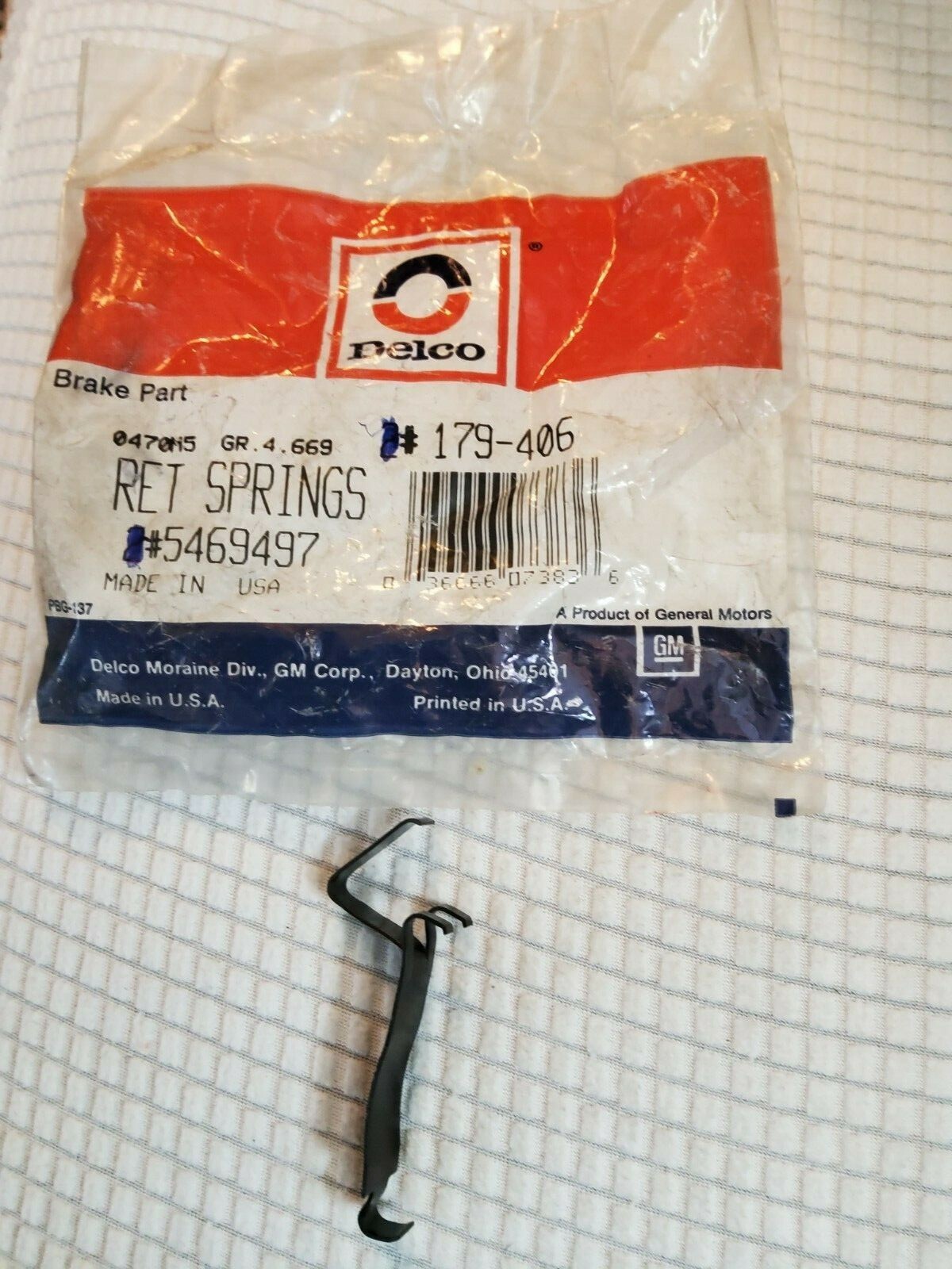 NOS New AC Delco #179-406 / GM # 5469497 Brake Shoe Return Spring  