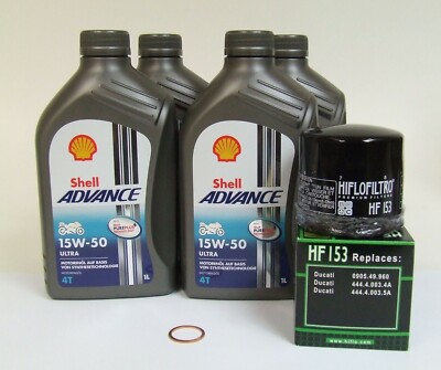 Service Kit Ölwechsel Shell Adv. Ultra 15W-50 passend für Ducati 600-1000ccm