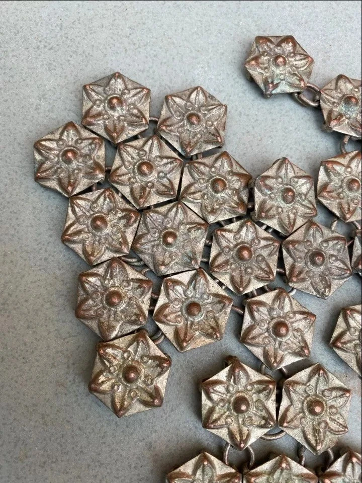 Ancient Copper Gold Ethnic Horse Traditional Jewelry Accessory Floral Panel Old - Image 2 of 4