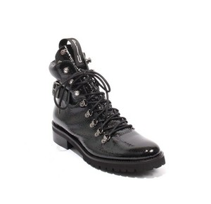 black patent studded boots