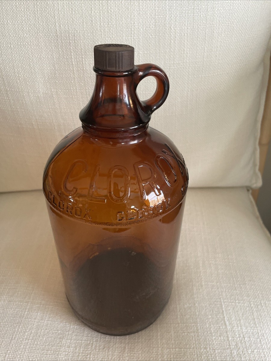 【セール中】1940年代ヴィンテージミルクグラスボトル VN0035 Vintage 1940 Amber Brown Glass Clorox Bottle Embossed Half Gallon