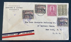 1935 Guatemala Airmail Cover To New York USA Pan American Airways