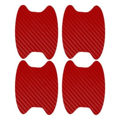 4x Red Carbon Fiber Car Door Handle Anti-Scratch Protector Film Stickers