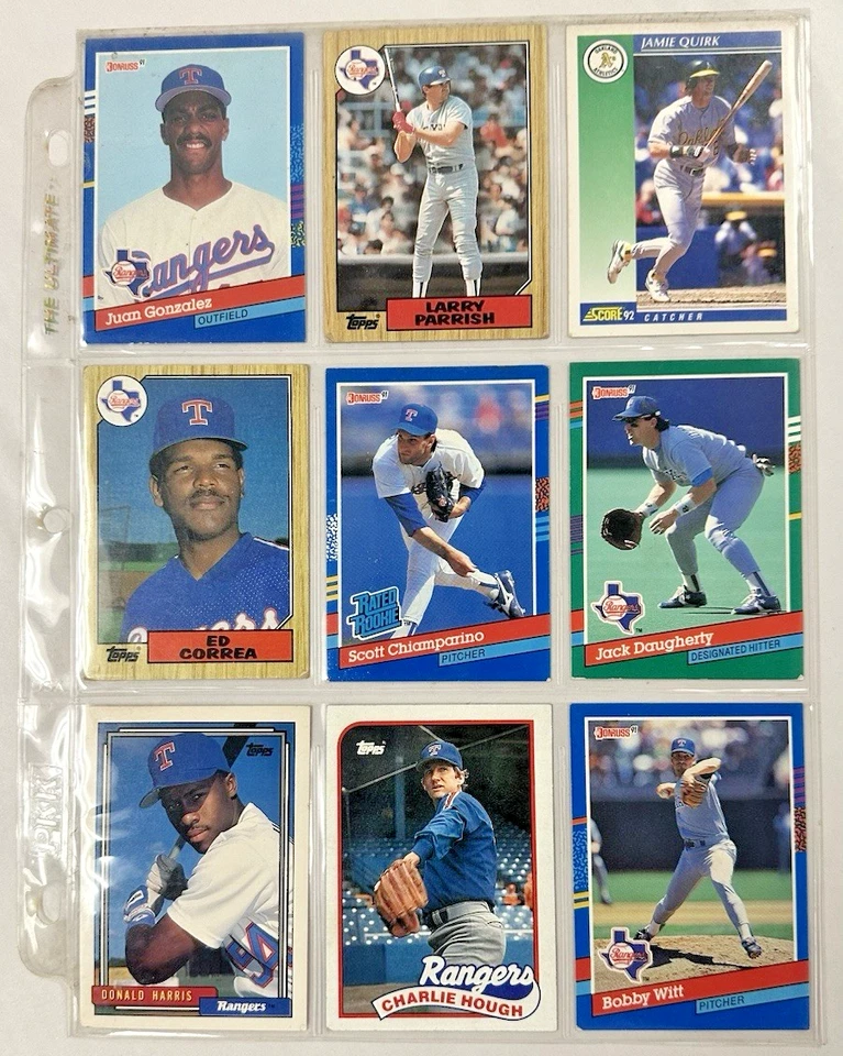 Colección de tarjetas de béisbol Texas Rangers MLB - Nolan Ryan, Charlie Hough, Sierra Foto 4 de 4