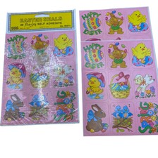 Vintage Easter Spring Sticker Seals Bunny Chicks Lamb Eureka Open Pack 3 Sheets