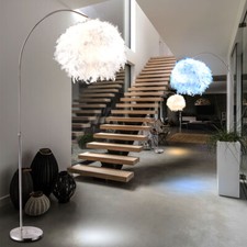 Piantana Lampada ad Arco Luci Soggiorno Regolabile Piume E27 Regolatore RGB LED