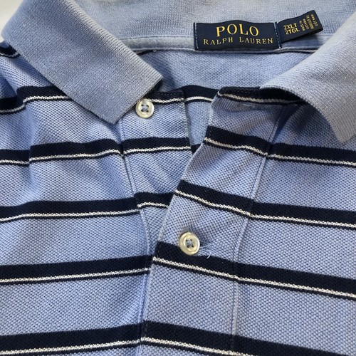 Polo Ralph Lauren Shirt Adult 2XL Light Blue Striped Pony Rugby Cotton Men's VTG - Picture 3 of 12