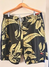 Tommy Bahama Swim Trunks Board Short Mesh Lined Back Pocket Gray Hawaiian Palm