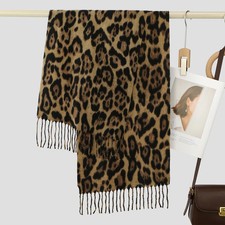 Women Leopard Print Cashmere Scarf Shawl Wrap Elegant Versatile Warm Scarf Suita