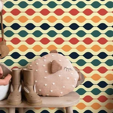 Jiffdiff 70s Retro Geometric Peel and Stick Wallpaper Modern Colorful Room Decor