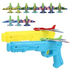 12 Pack Airplane Launcher Toys for Kids, 2 Launchers and 10 Foam Glider, Indo...