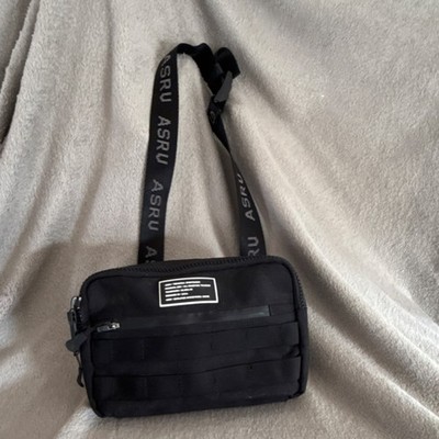 ASRV Black Small Crossbody Bag Zip Closure Adjustable Strap Unisex