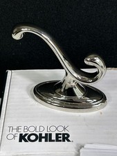 NEW Kohler DOUBLE ROBE Towel HOOK Polished Nickel Silver - B56