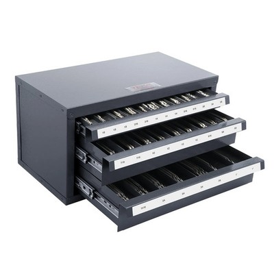 Three-Drawer Steel Cabinet for End Mill Organization, Accommodates 1/8'' to 1'', F