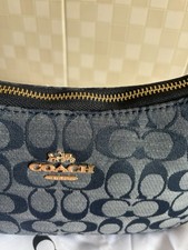 Coach borsa Donna navy a tracolla con zip e rifiniture oro