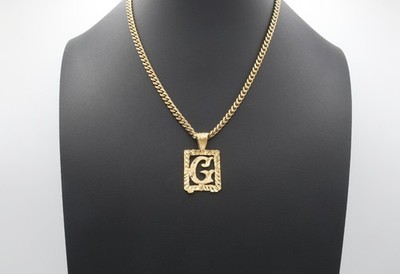 Gold Initial Necklace, 14k Heavy Plated Gold, 3mm Curb Style Chain