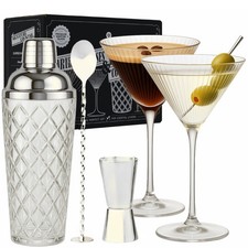 Ensemble d'outils de bar de luxe | Shaker à cocktail en verre de 473,6 g + 2 ...