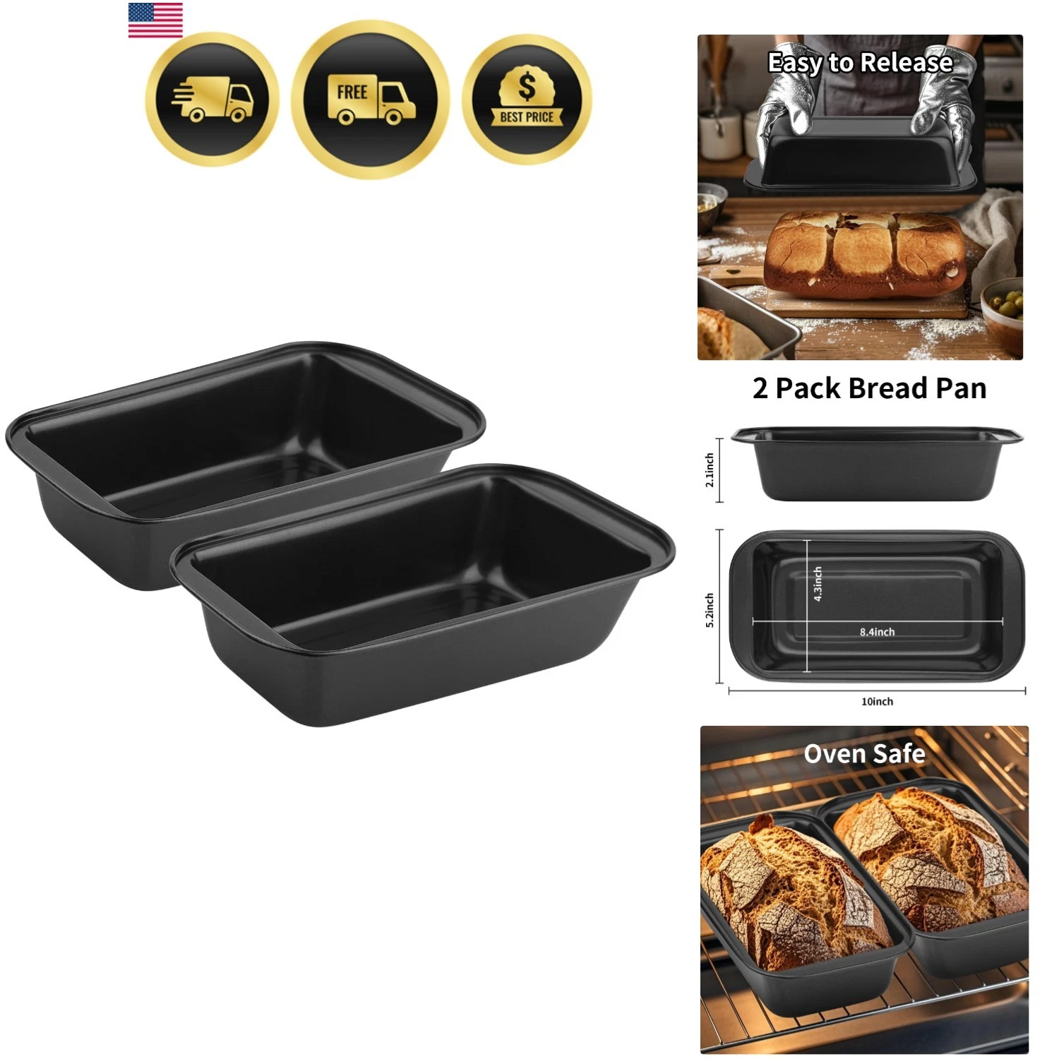 2PCS Nonstick Bread Pan - 8” x 4” Carbon Steel Loaf Baking Pans, Dishes，Recta...
Opens in a new wind