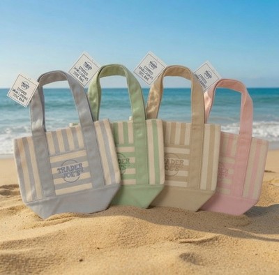 Trader Joe s Mini Pastel Stripe Canvas Tote Bag Limited Edition Set Of 4