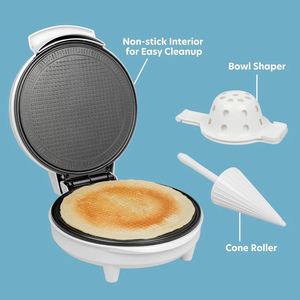 Máquina para hacer conos y tazones de waffle para conos de helado caseros US NUEVO Foto 4 de 4