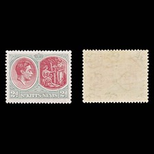 8300: St Kitts Nevis SG71 2d Grey & Scarlet 1938 Sc#82a Mi75Ca Mint MVLH C£27