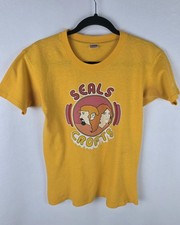VTG 70s Seals & Crofts Champion Brand Yellow T-Shirt Single Stitch Sz M USA Made