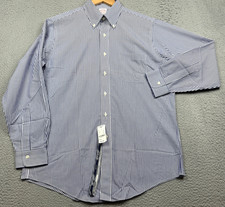 Brooks Brothers Shirt Mens 15.5x34 Blue Striped Non-Iron Button Down Dress NWT