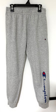 Champion Boys Jogger Sweatpants Size M 10/12 Gray Fleece Logo Athletic Pants