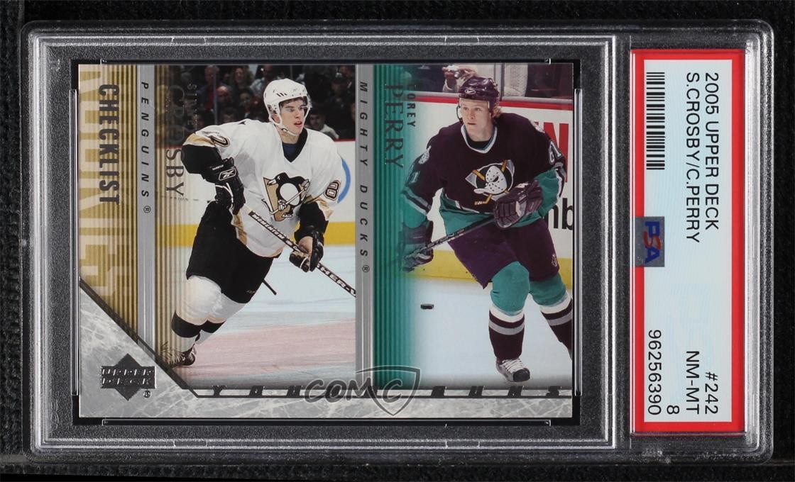 2005-06 Upper Deck Young Guns Checklist Sidney Crosby Corey Perry #242 PSA 8 x0a