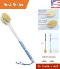 Manual Shower Brush with Stiff and Soft Bristles - 20.5 Inch Handle for Easy Use