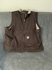 CARHARTT Men's Washed Duck Sherpa Lined Mock Neck Vest XXL Loose Fit OV4277-M