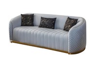 Sofa Luxus Wohnzimmer Modern Dreisitzer MöBel Sofa 3 Sitzer Holz Textil