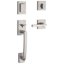 Baldwin Prestige  Door Handleset w/ Square Handle & SmartKey Satin Nickel