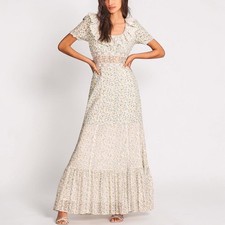 LoveShackFancy Stassie Maxi Dress Floral Lace Trim Romantic Size 4