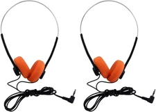 2Pcs Orange Retro On-Ear Headphones,Wired Stereo Headphones, Walkman Headphone,