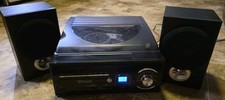Encore Technology 9282MO Turntable CD Cassette AM FM System Black Wood Mint Cond