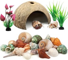 Hermit Crab Supplies, 22 Pcs Hermit Crab Shells, Natural Coconut Shell Reptile