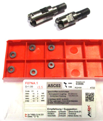 2x AURA WSP Einschraubfräser Ø13/R3,5+Ø15/R3,5+6 WSP F07NA.1 R3,5 S1,99 .. D6866