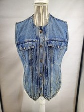 Vintage Harley Davidson Vest Womens Size M Biker Blues Denim Jean Motorcycle