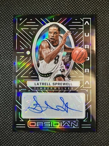 Latrell Sprewell 2021-22 Panini Obsidian 112/149 Aurora Auto Timberwolves