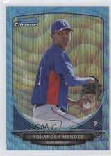 2013 Bowman Chrome Wrapper Redemption Blue Wave Refractor Yohander Mendez 1b8