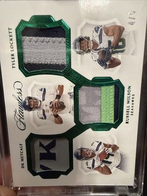 2019 Flawless Russell Wilson Tyler Lockett DK Metcalf Triple Patches 4/5 Seahawk