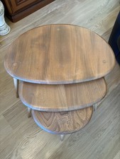 Ercol Mid-Century Blonde Pebble Nest of 3 Tables